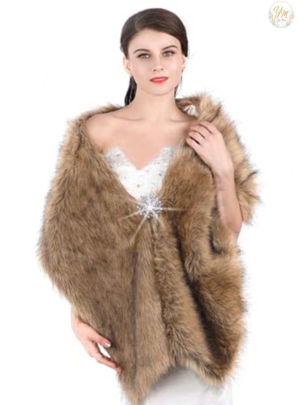 Faux Fur Shawl Wrap Cape Bridal Stole Winter Wedding Shrug for Brides